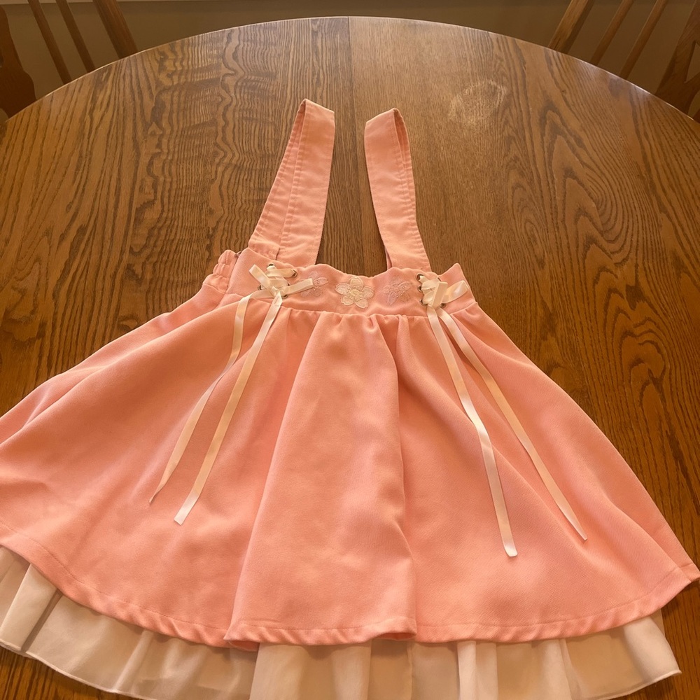 Little Girls Pink Ribbon-Accent Mini Dress